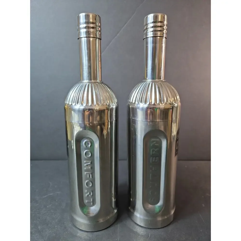 SET OF TWO BAR MIX DRINK SHAKERS, SOUTHERN COMFORT/SILVER COLOR